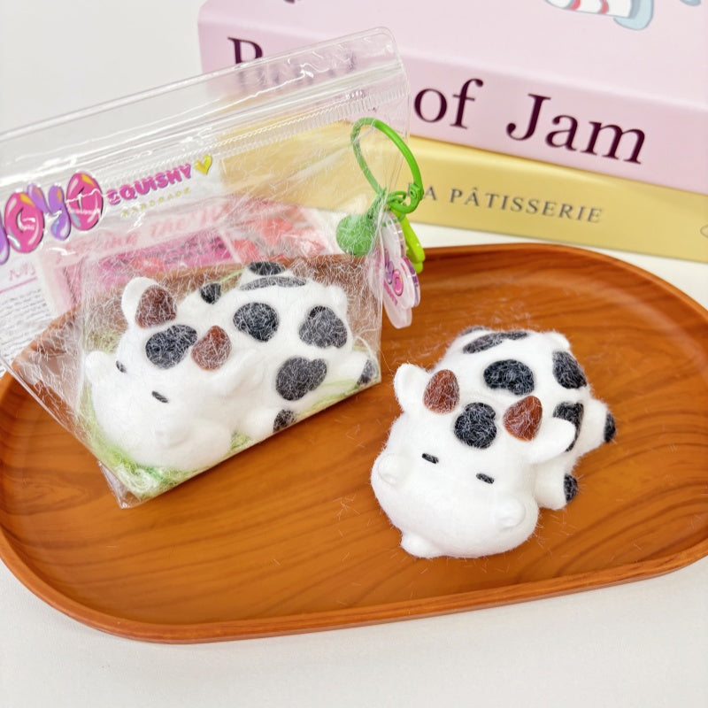 Flocked Cow Taba Squishy Toy