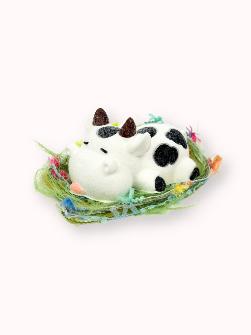 Flocked Cow Taba Squishy Toy