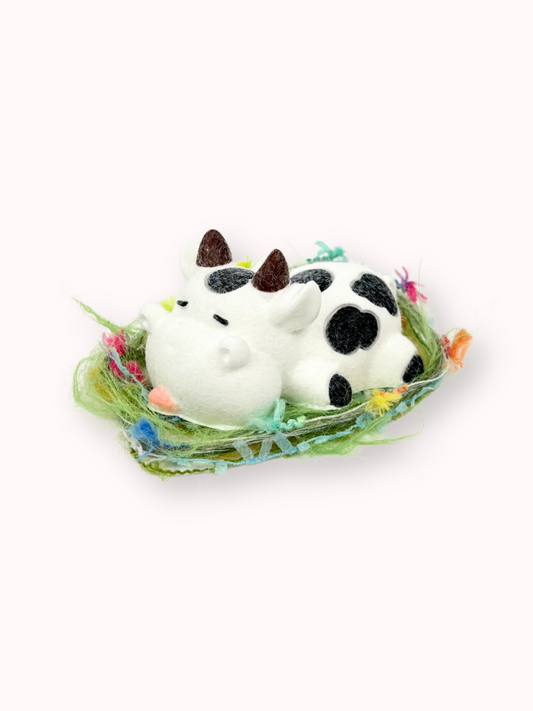 Flocked Cow Taba Squishy Toy