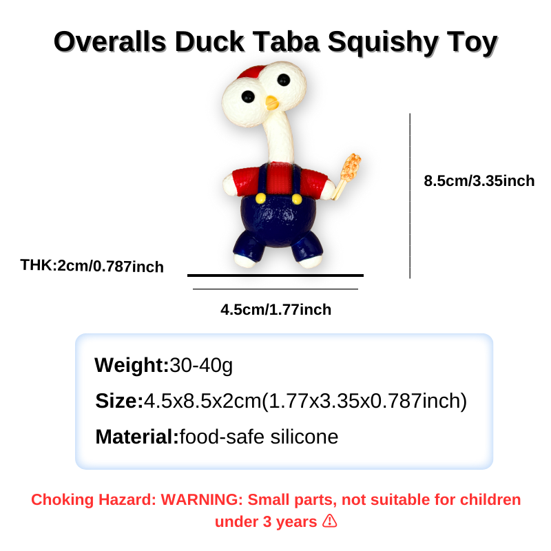 Overalls Duck Taba Squishy Toy